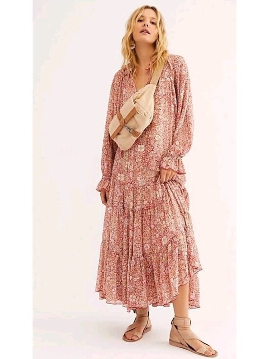 Free People Dresses & Skirts - Free People Rose Floral Tiered Maxi Dress